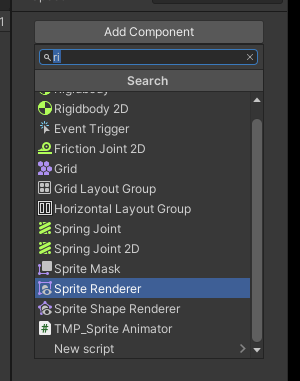 Add Component Sprite Renderer